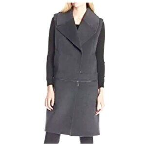 Y2K vintage Charcoal Gray Wool Sleeveless convertible coat/vest, moto style, L